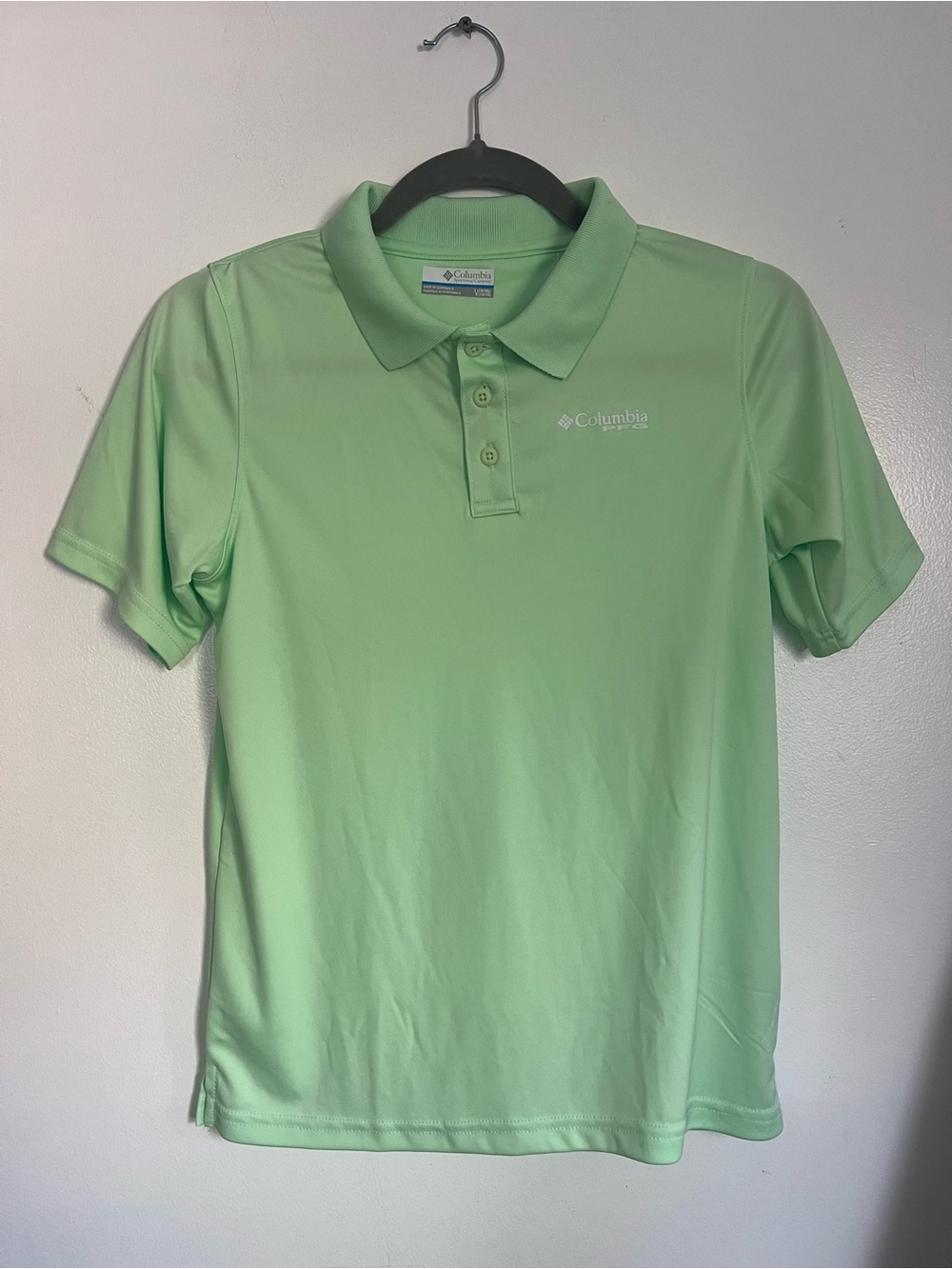 Columbia PFG Boys Electric Mint Green Performance Polo